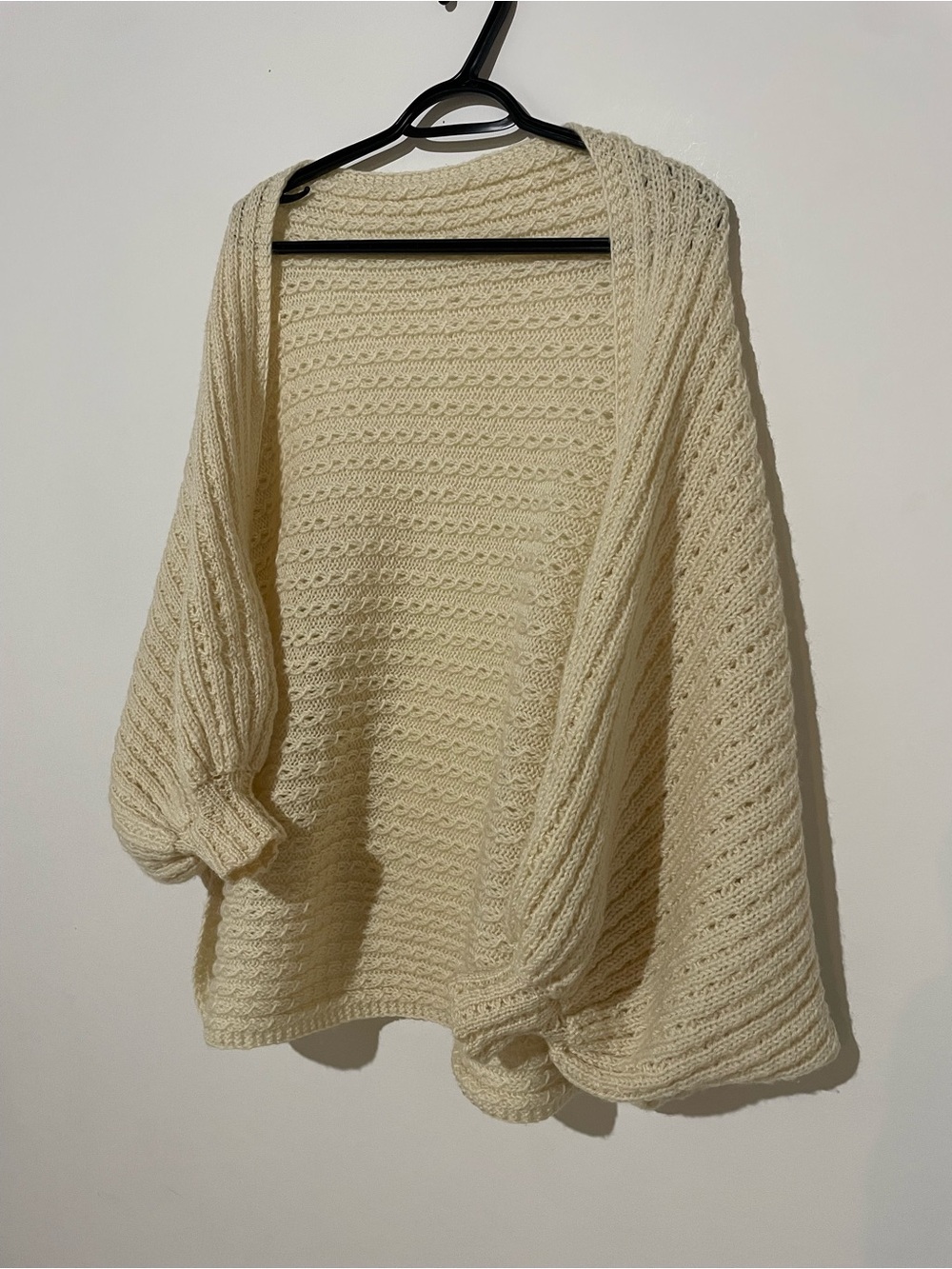 Cream Open-Front Knit Women's Sweater Cardigan